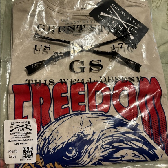 Grunt Style “Freedom in Being Bold” Men’s T-Shirt in Sand Color, Sz L - Picture 7 of 9